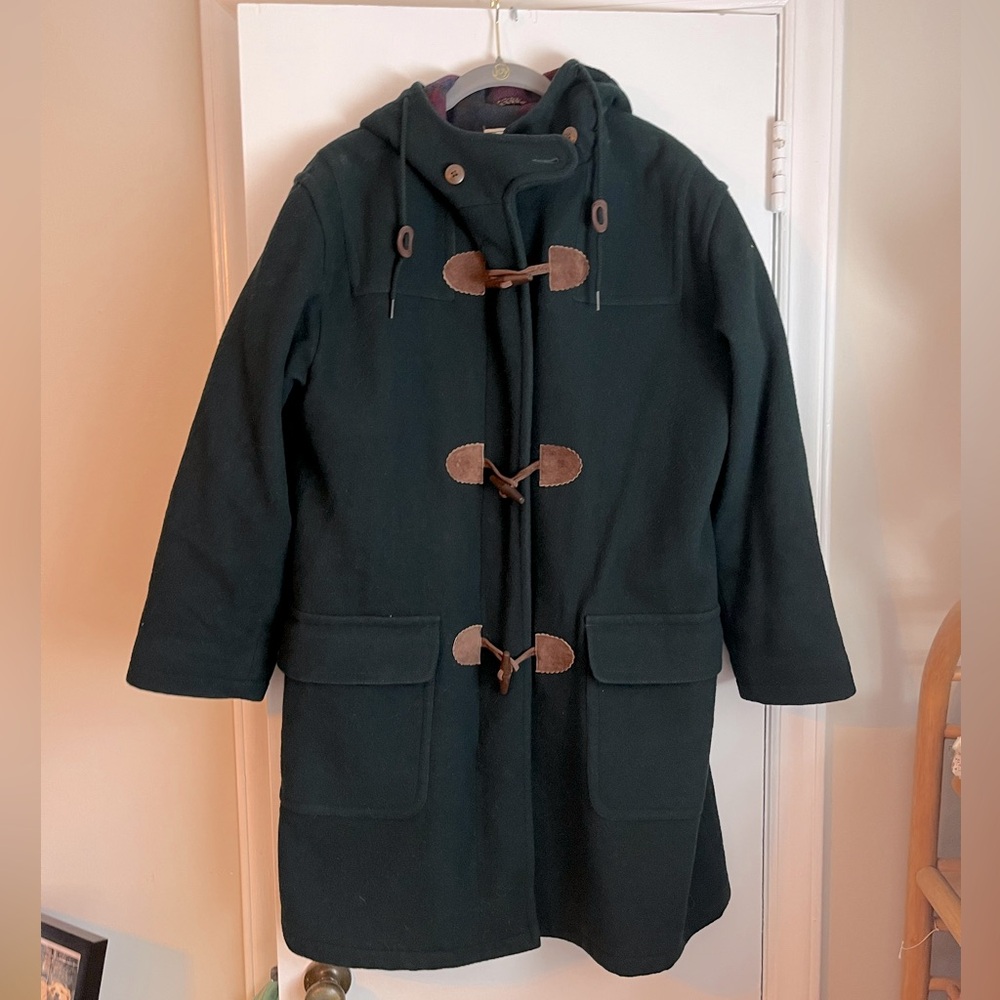 Vintage 1980s L.L. Bean Wool Duffle Coat - Medium, Dark Green